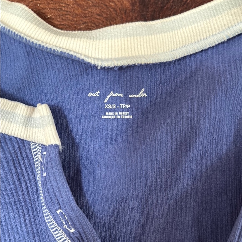Blue Ribbed Women's Top - Picture 3 of 3